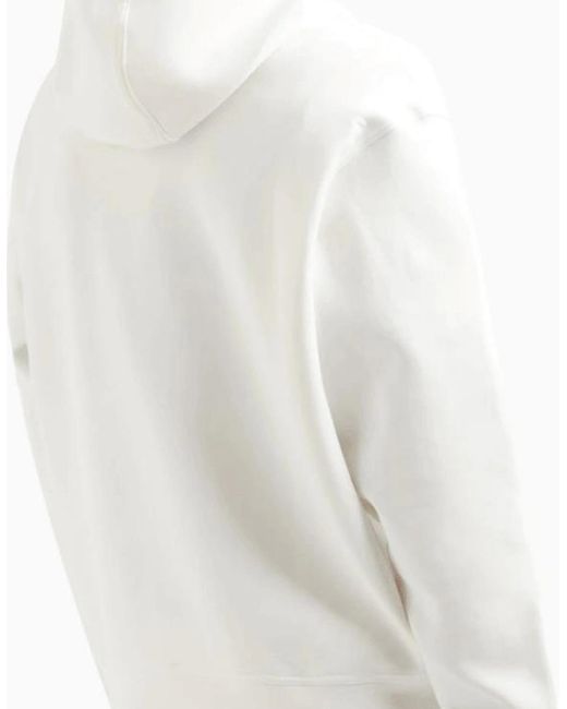 ARMANI EXCHANGE White Regular Fit Icon Hoodie for men