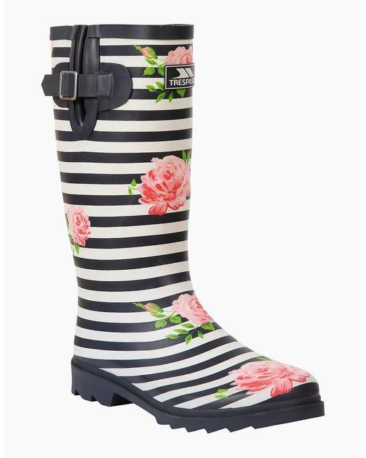 Trespass Blue Ladies Elena Floral Wellington Boots