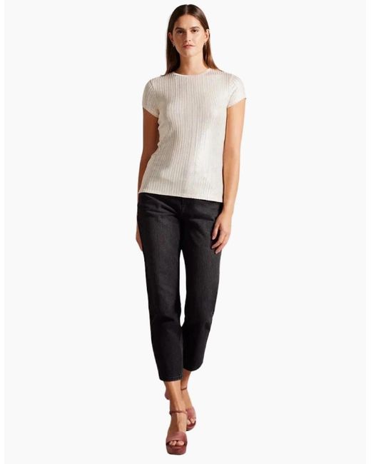 Ted Baker Natural Katrino Metallic Short Sleeve Crew Neck T-Shirt
