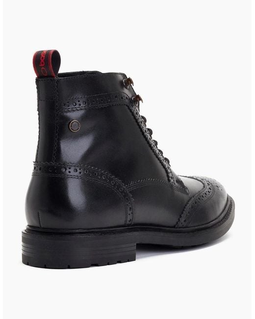 Base London Black London Dealer Leather Ankle Boots for men