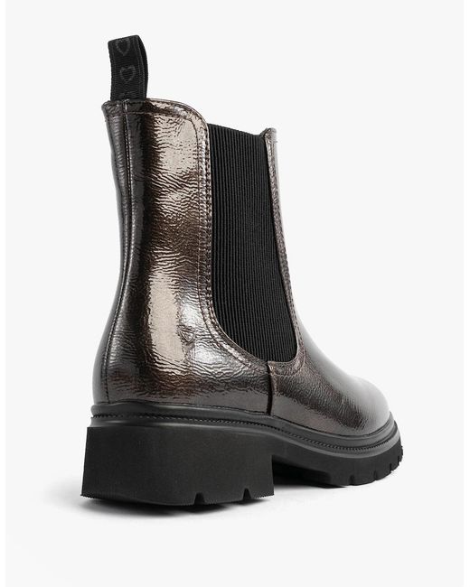 Heavenly Feet Black Zeta Chelsea Boots Pewter Patent