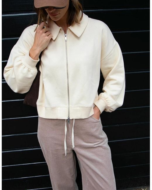 Ro&zo White Sweatshirt Bomber Jacket