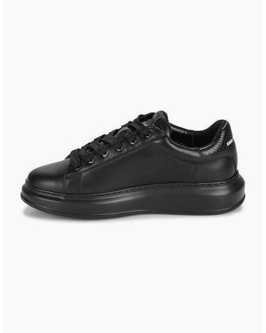 Karl Lagerfeld Black Python Tab Leather Sneaker Trainer for men