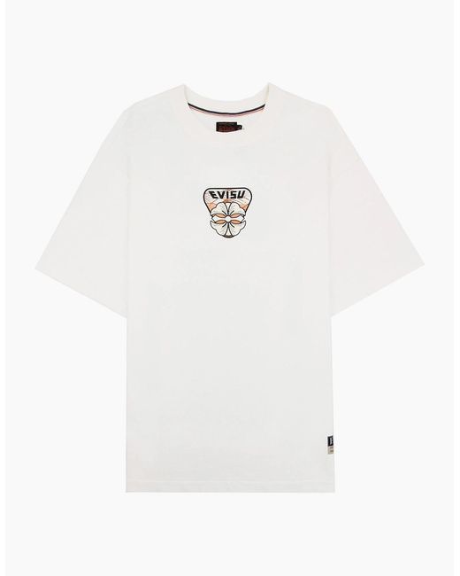 Evisu White Hanafuda Daruma Daicock Print T Shirt for men