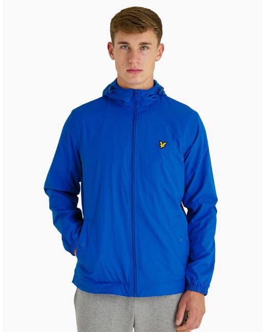 Lyle & Scott Blue Lyle & Scott Branded Bright Hooded Short Lightweight Jacket for men