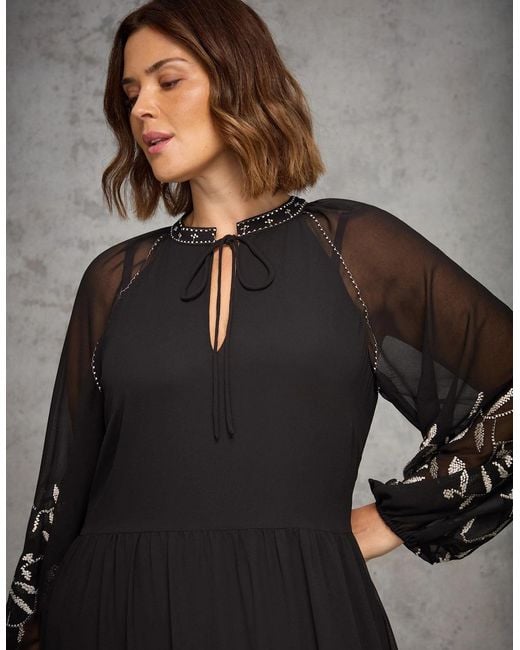 Live Unlimited London Gray Midaxi Dress With Embellishment