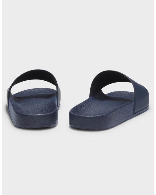 Boss Blue Hugo Timein Slides With Logo Strap for men