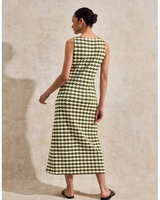 Ro&zo Metallic Khaki Diamond-Stripe Knitted Dress