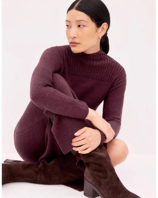 Ro&zo Purple Burgundy Rib Knit High Neck Dress