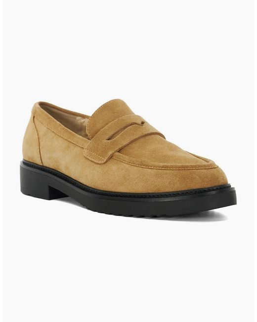 Dune White Lo Garfeld Moc Toe Penny Loafers