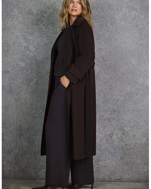 Live Unlimited London Gray Chocolate Button Detail Wide Leg Trouser