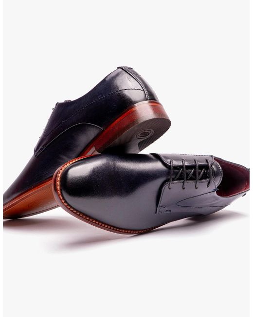 Base London Blue London Script Leather Derby Shoes for men