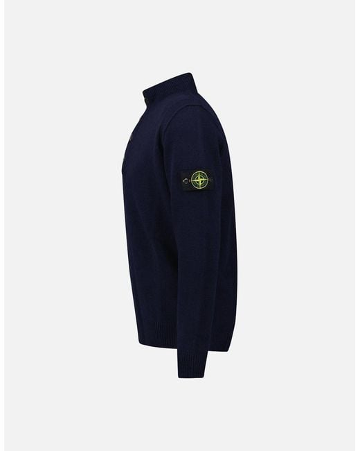 Stone Island Blue Half-Zip Jumper for men