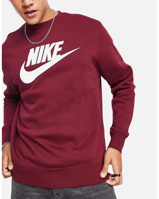 Nike Red Dq4912 Sweatshirt Sportswear Club Fleece Crew Neck Pullover Jumper New for men
