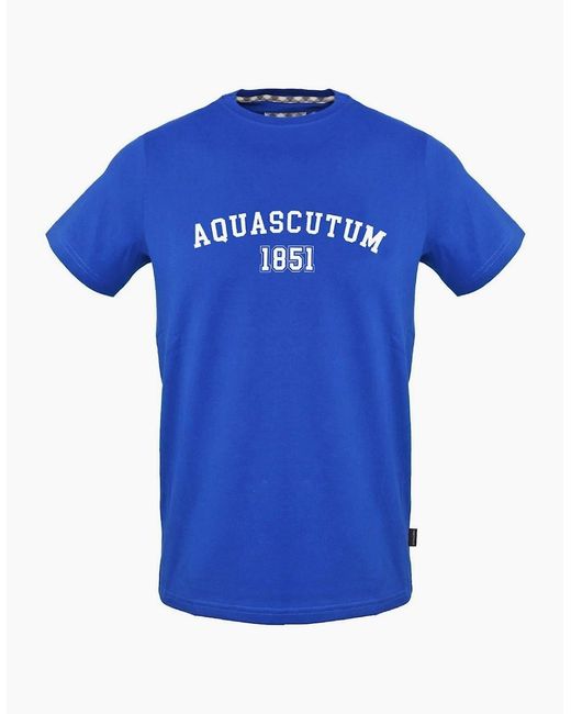 Aquascutum Blue Arch Logo Crew Neck Short Sleeve T-Shirt for men