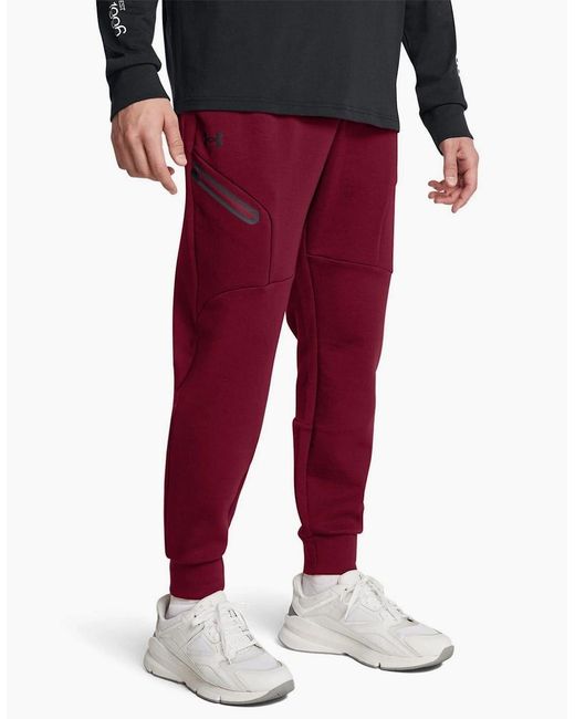 Under Armour Red Unstoppable Solid Patterned Slim Joggers for men