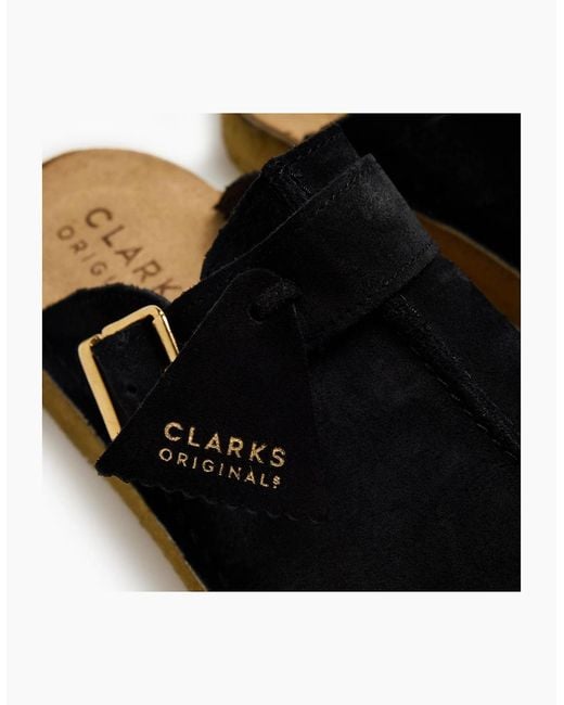 Clarks Black Trek Mule Suede Boat Shoes for men