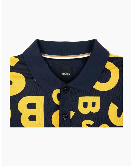 Boss Yellow Parlay 156 All Over Logo Polo 404 for men