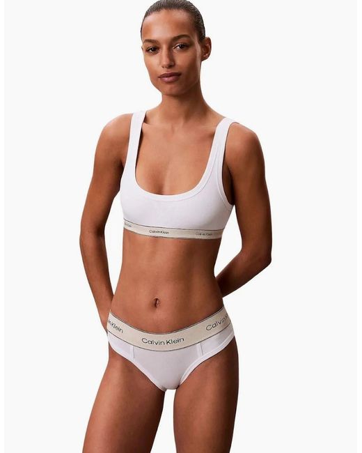 Calvin Klein White Heritage Cotton Unlined Bralette