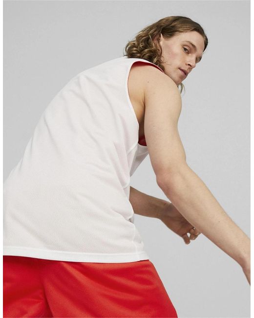 PUMA Red Hoops Team Reverse Practice Performance Basketball Jersey for men