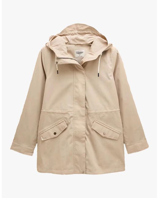 Joules Natural Portwell Waterproof Hoodie Raincoat With Adjustable Waist Neutral