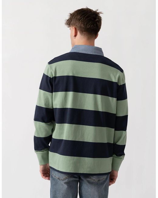 Gant Blue Regular Fit Chambray Stripe Heavy Rugger for men