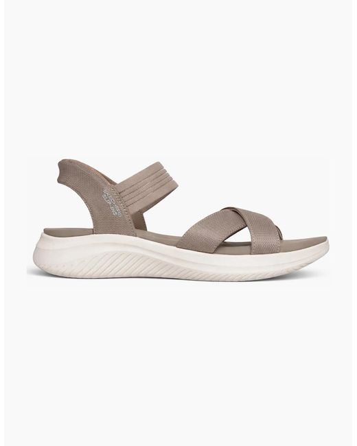 Skechers White Ultra Flex 3.0 Sandal