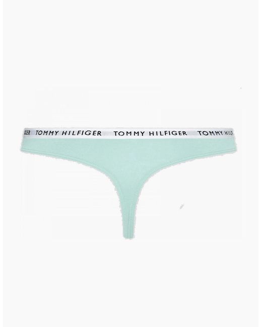 Tommy Hilfiger Blue Cotton 3-Pack Thong, Cranberry/Aqua/Saltwater