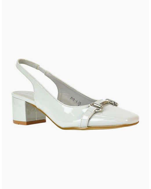 XY London White Ladies Selena Sling Back Medium Block Heel Ballet Shoes