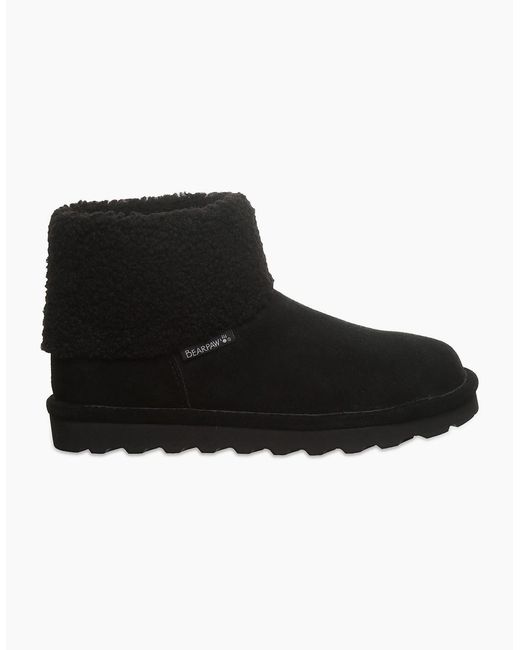 BEARPAW Black Jessa Suede Winter Ankle Boots