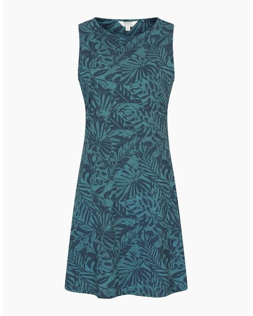 Mountain Warehouse Blue Ladies Milos Leaf Print Sleeveless Dress