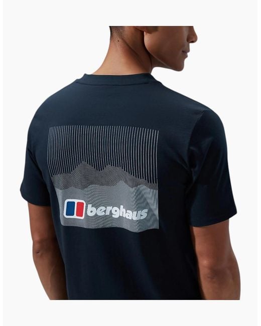 Berghaus Blue Calibration Line T Shirt Short Sleeve Back Graphic Cotton New Top for men