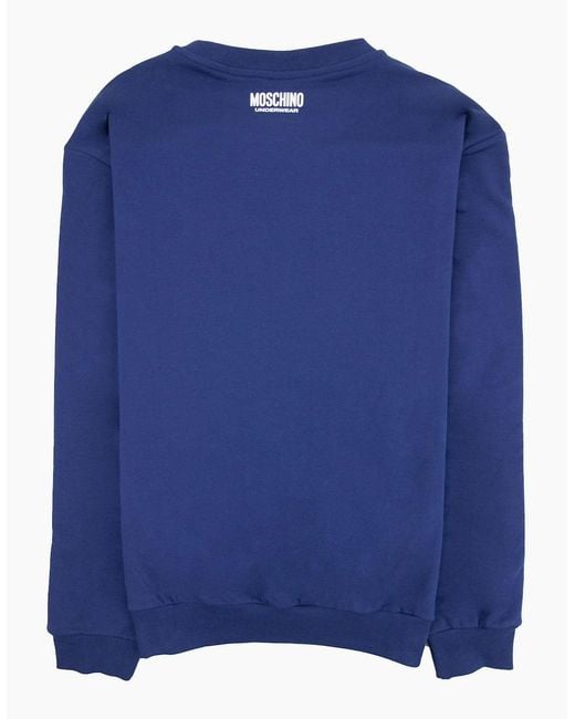 Moschino Blue Underwear Tape Logo Crew Neck Sweatshirt 0290 for men