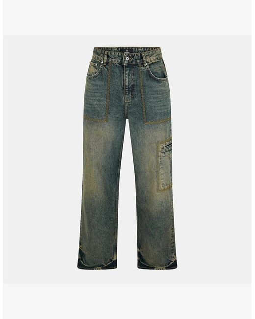 Represent Green Straight Leg Jeans for men