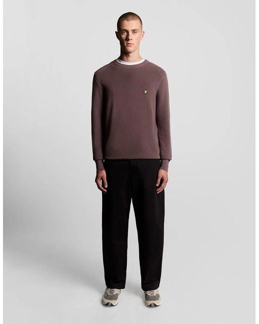 Lyle & Scott Purple Ribbed Crew Neck Raglan Sleeve Sweater for men