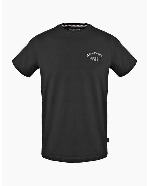 Aquascutum Black Regular Fit Crew Neck Short Sleeve T-Shirt for men
