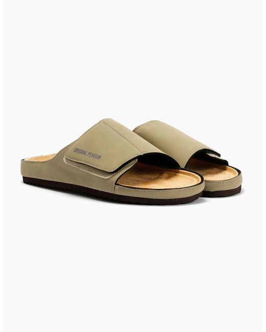 Original Penguin Gray Penguin Poll Sand Slides for men