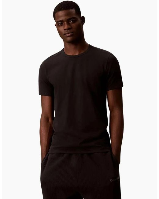 Calvin Klein Blue 3-Pack Cotton Microfibre Stretch T-Shirts for men