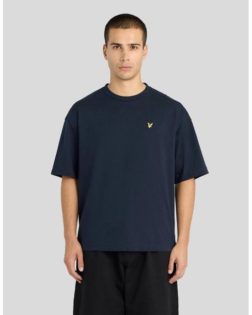 Lyle & Scott Blue Boxy Cotton T-Shirt for men