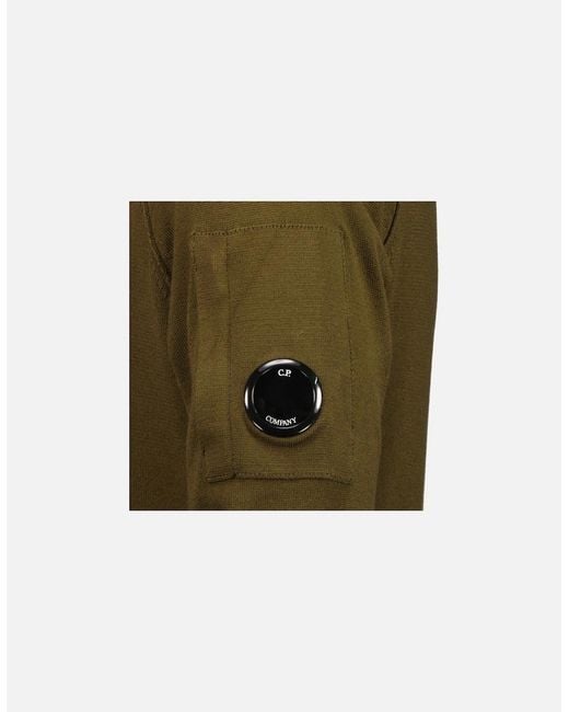 C P Company Green Sea Island Knitted Lens Jumper for men