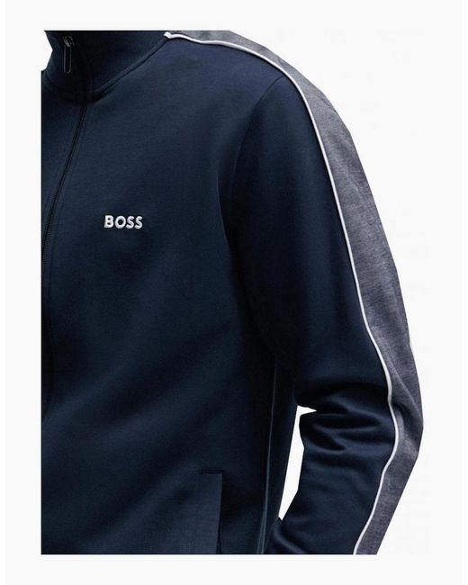Boss Blue Dark Zip Through Tracksuit Jacket for men