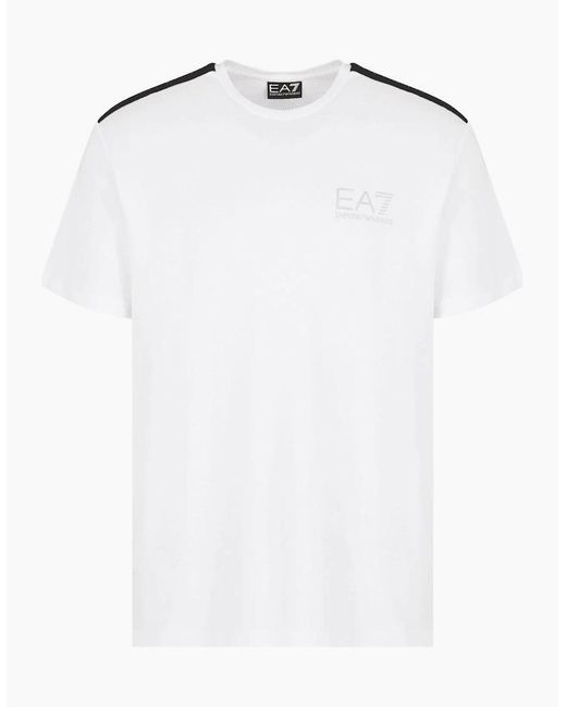 EA7 White Series Taped Shoulder T-Shirt for men