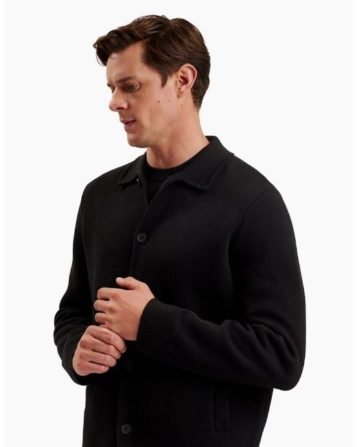 Ted Baker Black Freder Heavy Knitted Cardigan Jacket for men