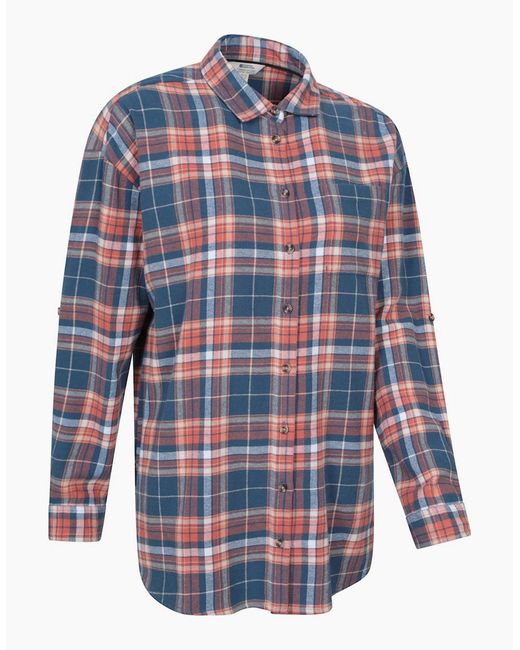 Mountain Warehouse Blue Ladies Elm Flannel Relaxed Fit Long-Sleeved Shirt