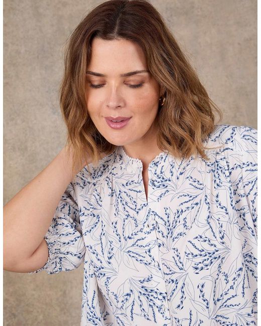 Live Unlimited London White Print Short Sleeve Top