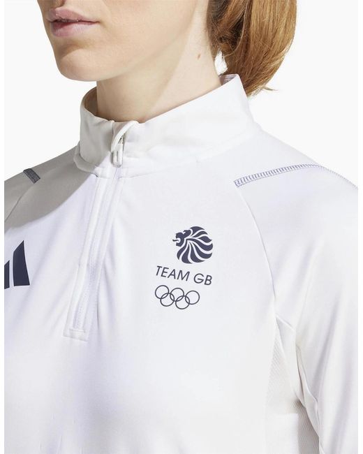 Adidas White Team Gb Performance Tracksuit Top