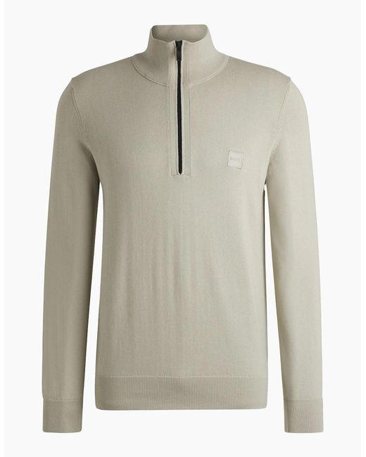Boss Gray Boss Kanobix S Quarter Zip Knitted Sweater for men