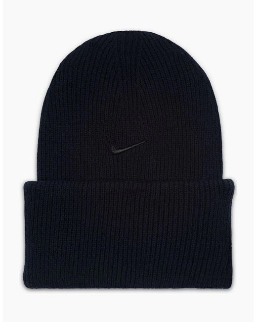 Nike Blue Peak Logo Embroidered Beanie for men