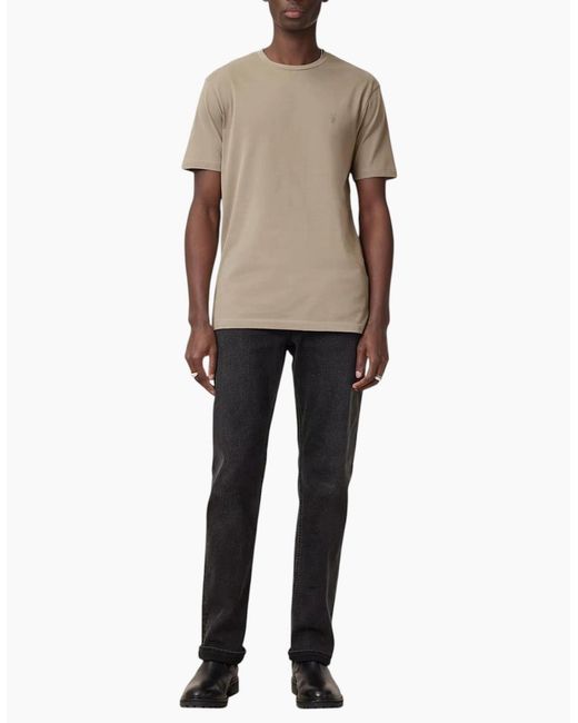 AllSaints Natural T Shirts Lycra Stretch Cotton Crew Neck Short Sleeve Summer Tee for men