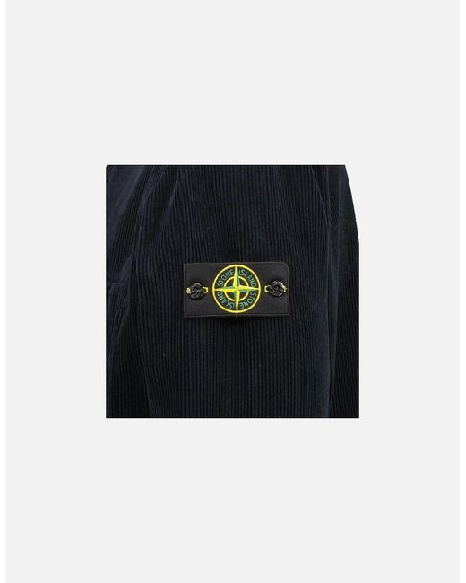 Stone Island Blue Organic Cotton Corduroy Overshirt for men